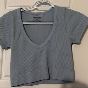 Garage Women's Light Blue Ribbed Crop Top